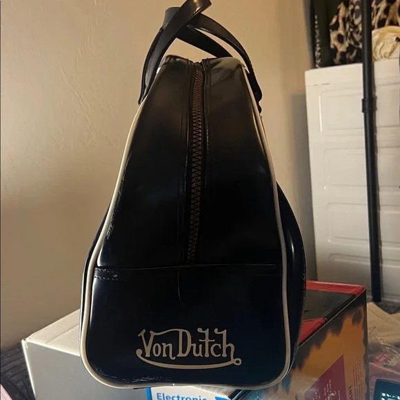 Vintage Von Dutch Navy Blue Bowling Bag with White Logo - Y2K - Picture 5 of 9